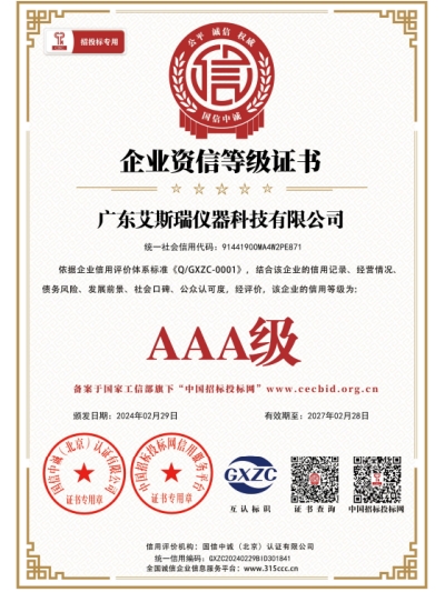 【艾斯瑞】企业资信等级证书